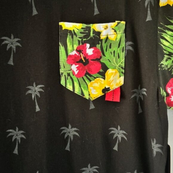NWT Akademiks Mens Black Tropical Hawaiian Print Palm Tree T Shirt Casual 2XL - Picture 4 of 7